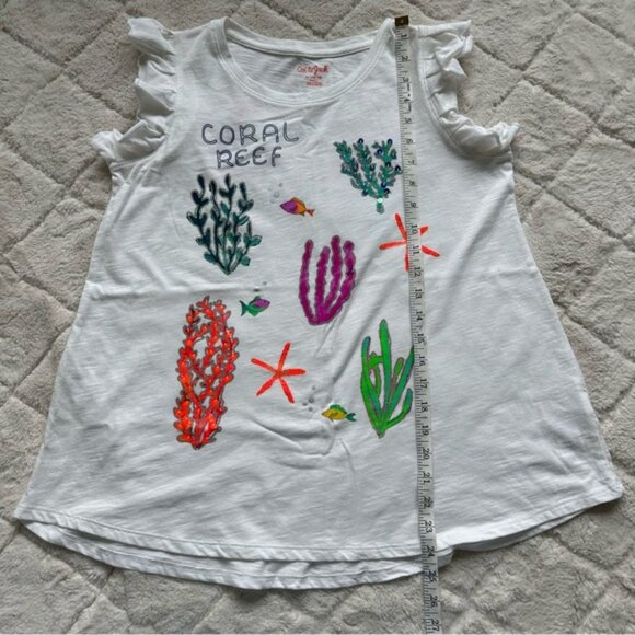 Cat & Jack | White Short Sleeve Ruffle Coral Reef Tee | Size Extra Large (14-16) - Picture 13 of 13